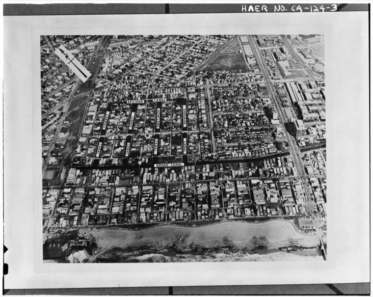 The six canals in 1971, labelled, and from the air today